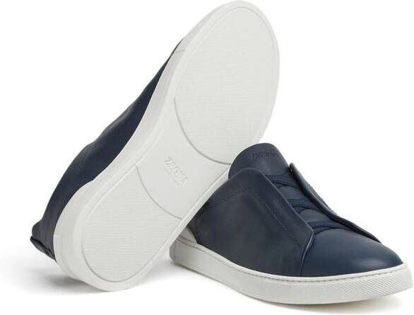 Zegna Secondskin Triple Stitch leren sneakers Blauw