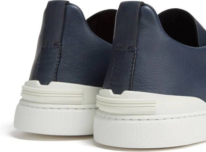 Zegna Secondskin Triple Stitch leren sneakers Blauw