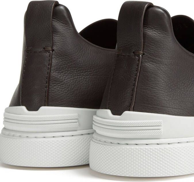 Zegna Secondskin Triple Stitch leren sneakers Bruin