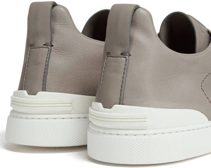 Zegna Secondskin Triple Stitch leren sneakers Grijs