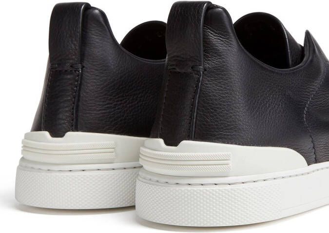 Zegna Secondskin Triple Stitch leren sneakers Zwart