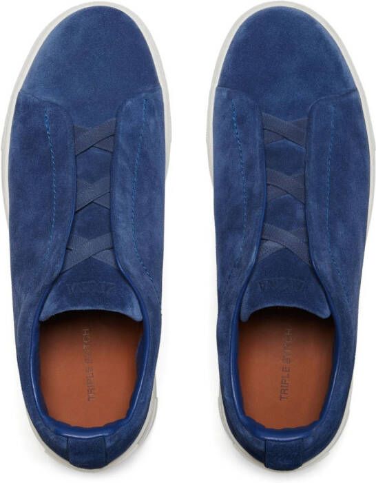 Zegna Triple Stitch suède sneakers Blauw