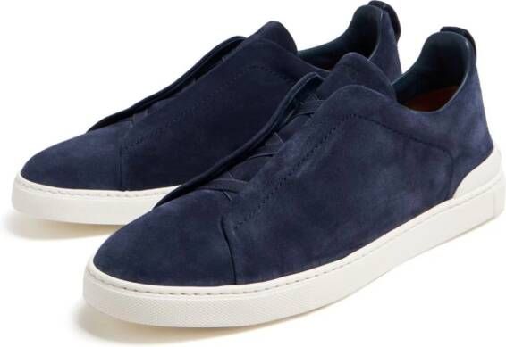 Zegna Triple Stitch suède sneakers Blauw