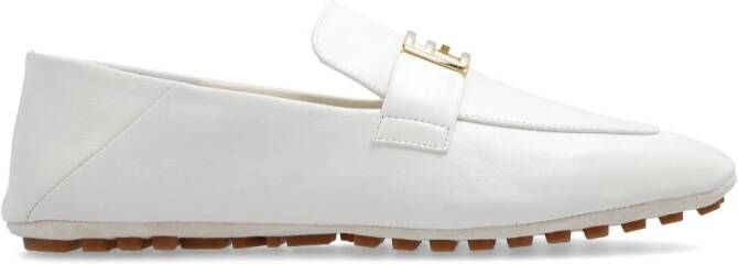 FENDI Baguette leren loafers met logoplakkaat Wit