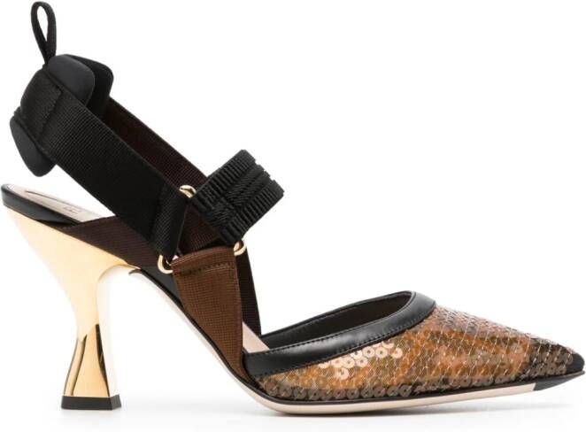 FENDI Colibrì slingback pumps met paillette Bruin