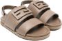 Fendi Kids Sandalen met klittenband en logopatch Bruin - Thumbnail 1