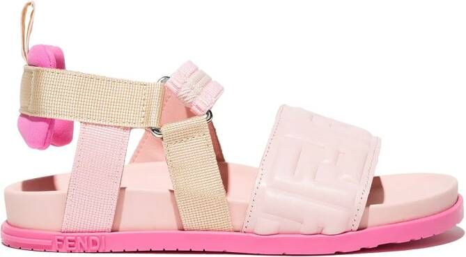 Fendi Kids Sandalen met logoband Roze