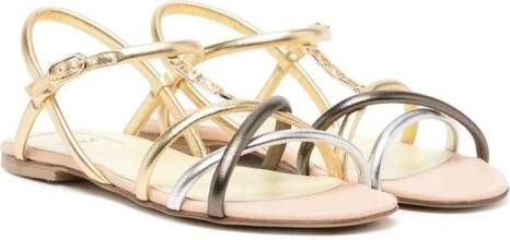 Fendi Kids Sandalen met metallic-effect Goud