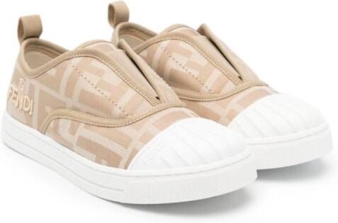 Fendi Kids Sneakers met logo Beige