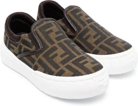 Fendi Kids Sneakers met monogram Bruin