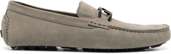 FENDI Loafers met logoplakkaat Bruin