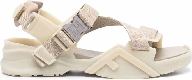 FENDI Sandalen met logo reliëf Beige