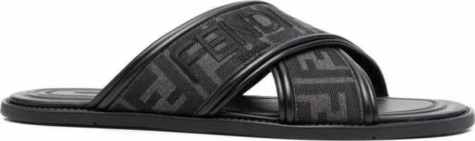 FENDI Sandalen met logoprint Zwart