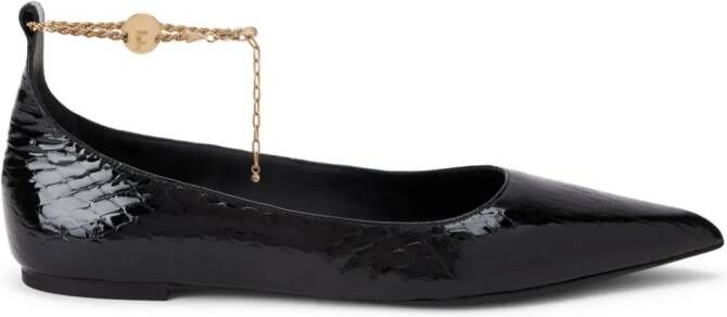 Ferragamo Leren ballerina's Zwart