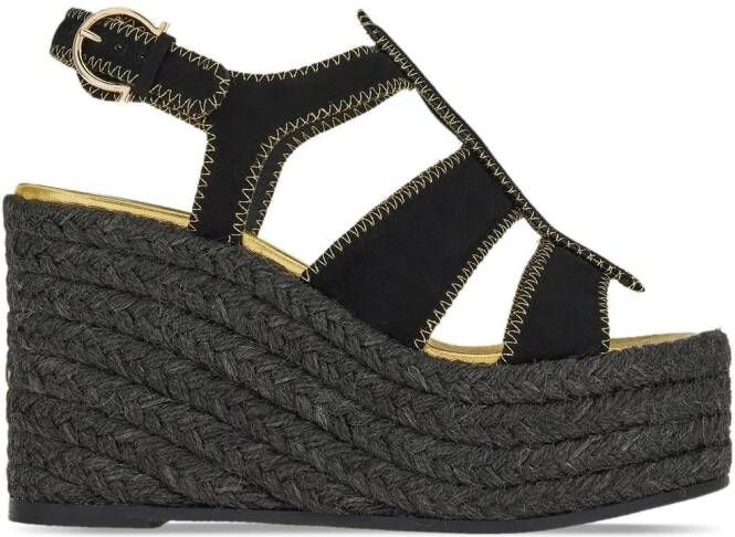 Ferragamo Espadrille sandalen met sleehak Zwart