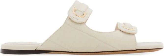 Ferragamo Leren slippers Beige