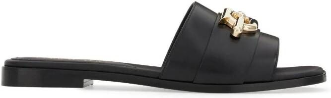 Ferragamo Gancini slippers met plakkaat Zwart