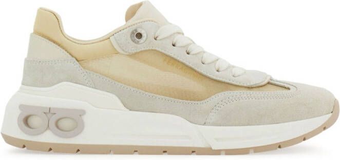 Ferragamo Gancini sneakers met vlakken Beige