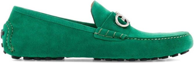 Ferragamo Gancini suède loafers Groen