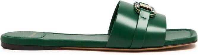 Ferragamo Leah leren slippers Groen