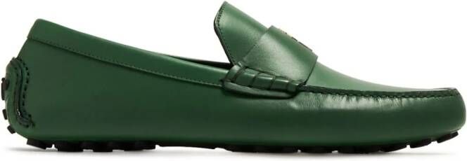 Ferragamo Leren loafers met logoplakkaat Groen