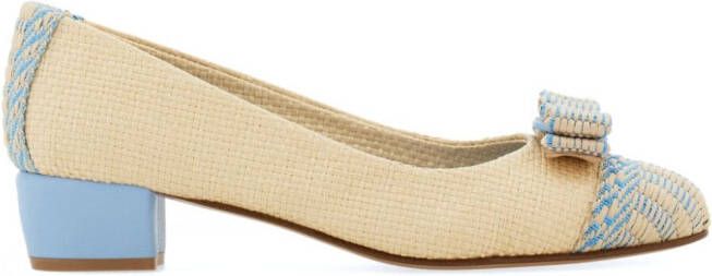 Ferragamo Vara 30 mm raffia pumps Beige