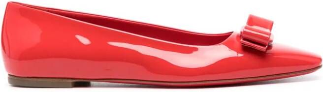 Ferragamo Vara ballerina's met strikdetail Rood