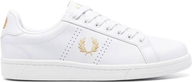 Fred Perry Leren sneakers met geborduurd logo Wit