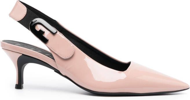 Furla Lakleren slingback pumps Roze