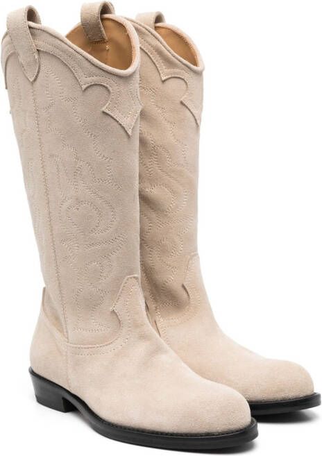 Gallucci Kids Leren cowboylaarzen Beige