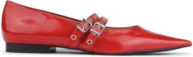 GANNI Ballerina's met puntige neus Rood