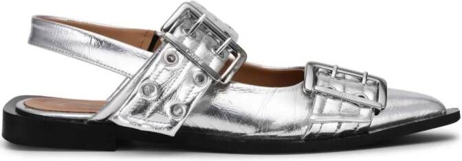 GANNI Metallic ballerina's Zilver