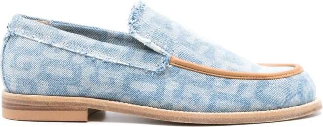 Gcds Denim loafers met monogramprint Blauw