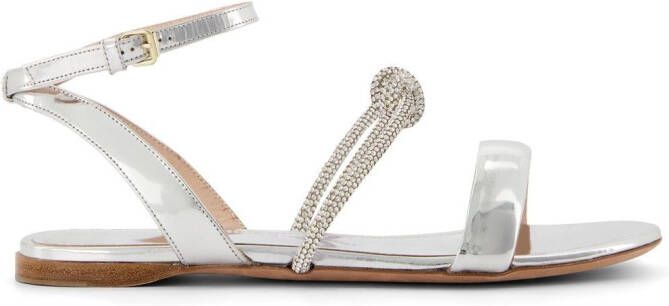 Giambattista Valli Sandalen met kristallen strik Zilver