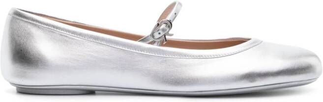 Gianvito Rossi Carla leather ballerina flats Zilver