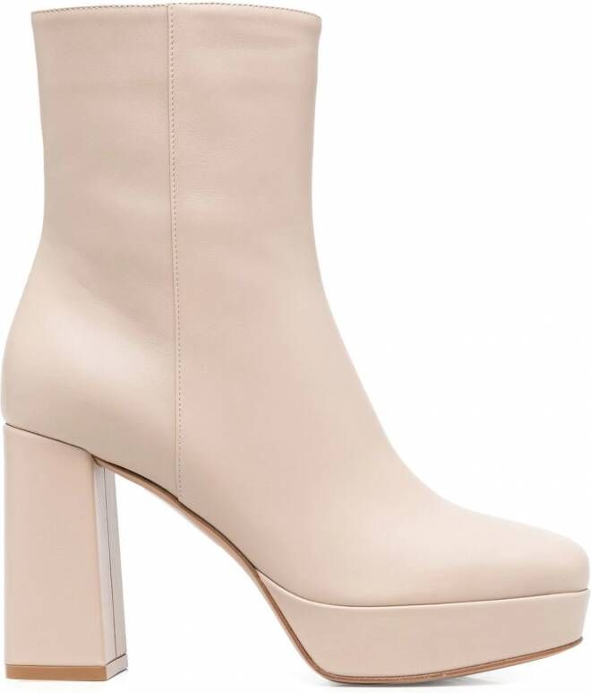 Gianvito Rossi Leren enkellaarzen Beige