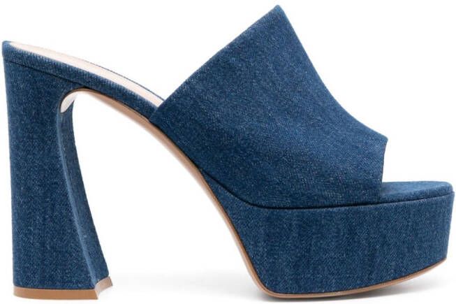 Gianvito Rossi Muiltjes met plateauzool Blauw