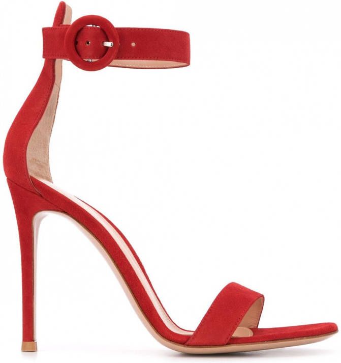 Gianvito Rossi Portofino suède sandalen Rood