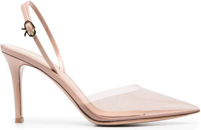 Gianvito Rossi D'Orsay slingback pumps met lint Beige