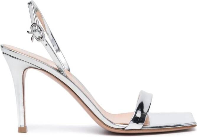 Gianvito Rossi Ribbon leren sandalen Zilver