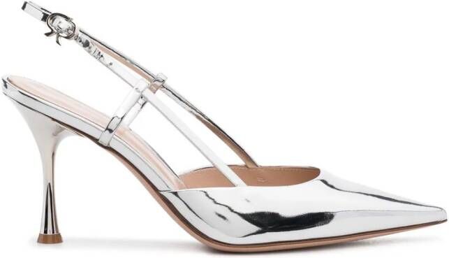 Gianvito Rossi Slingback pumps met lint Zilver