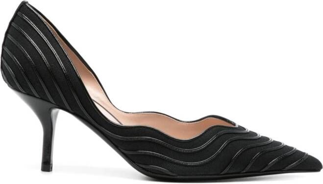 Giorgio Armani 65 mm gestreepte pumps Zwart