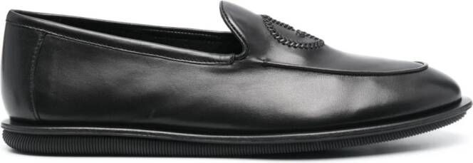 Giorgio Armani Leren loafers Zwart