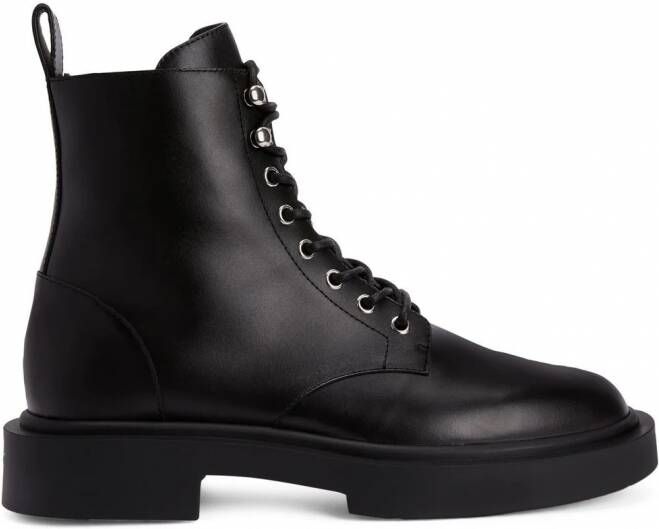 Giuseppe Zanotti Adric leren combat boots Zwart