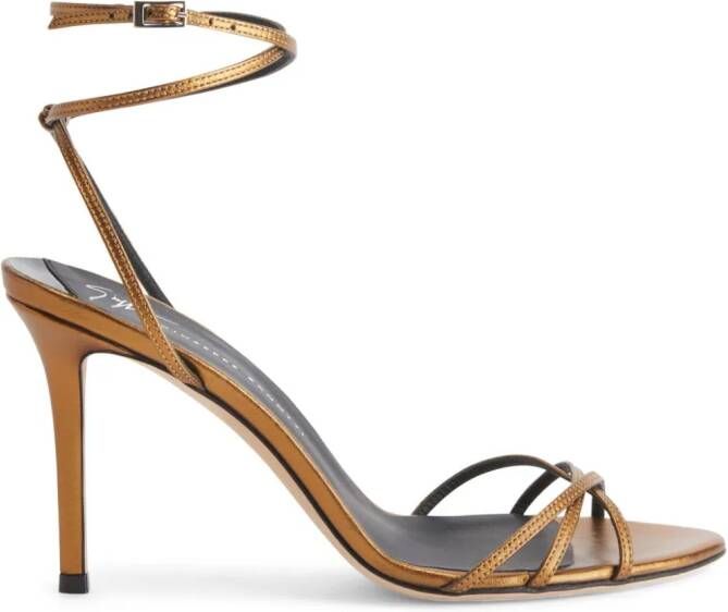 Giuseppe Zanotti Amiila metallic leren sandalen Bruin