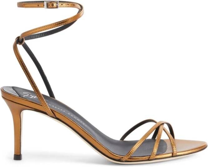 Giuseppe Zanotti Amiila metallic leren sandalen Bruin