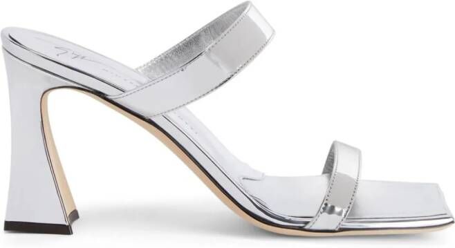 Giuseppe Zanotti 85 mm Flaminia muiltjes met dubbele bandjes Zilver