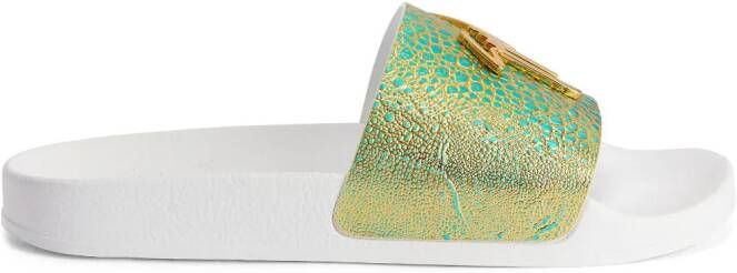 Giuseppe Zanotti Frankie slippers met logoplakkaat Goud