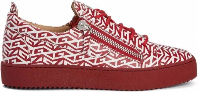 Giuseppe Zanotti Frankie sneakers met monogram Rood