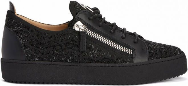 Giuseppe Zanotti Frankie sneakers met monogram Zwart